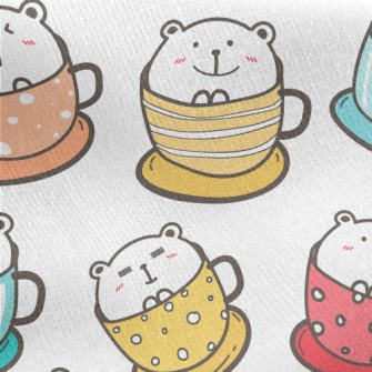 Colorful Cup Big White Bear Jersey Backed Fleece