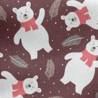 Warm Scarf Polar Bear Jersey Backed Fleece