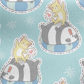 Swimming Ring Panda Kitten Pla Jersey Backed Fleece