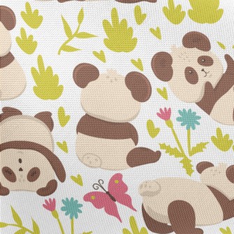 Tumbling And Playing Panda Pongee