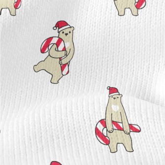 Brown Bear Holding Christmas C Stretch Jersey