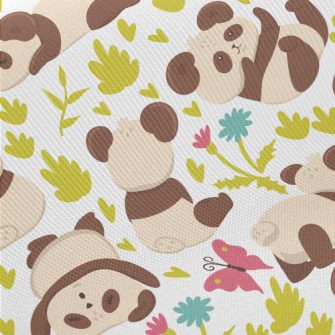 Tumbling And Playing Panda Midweight Cotton Poplin