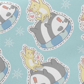 Swimming Ring Panda Kitten Pla Midweight Cotton Poplin