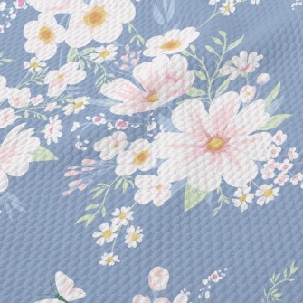 Pink Retro Flowers Birdseye Piqué