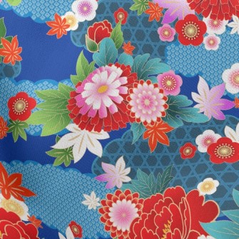 Bright Japanese Flowers Stretch Ponte