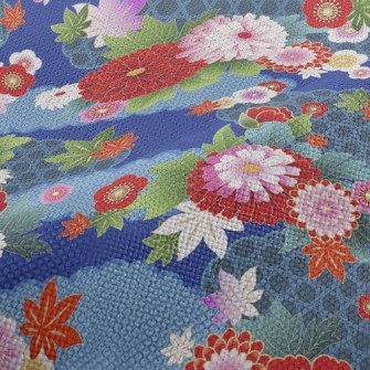 Bright Japanese Flowers Performance Linen
