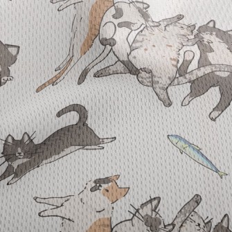 Snatch The Little Fish Cat Athletic Mesh Flat Back