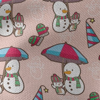 Funny Snowman And Kitten Waterproof Canvas