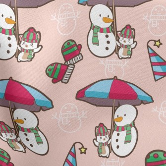 Funny Snowman And Kitten Stretch Ponte