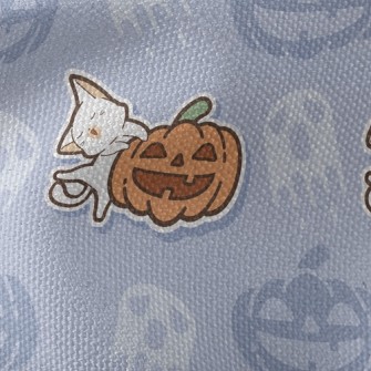 Laughing Pumpkin And Cat Waterproof Canvas