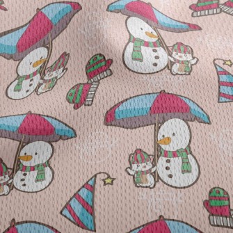 Funny Snowman And Kitten Athletic Mesh Flat Back