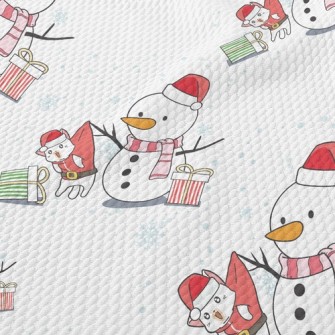 Christmas Snowman Trick Cat Birdseye Piqué