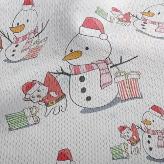 Christmas Snowman Trick Cat Athletic Mesh Flat Back