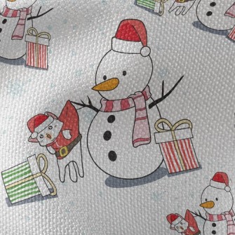 Christmas Snowman Trick Cat Waterproof Canvas