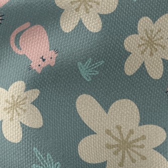 Kitten Little Flower Waterproof Canvas