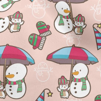 Funny Snowman And Kitten Micro Fleece