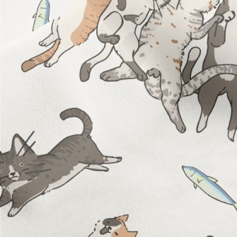 Snatch The Little Fish Cat Micro Fleece