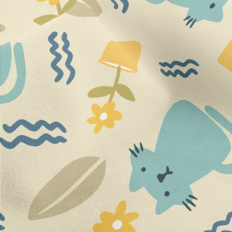 Daze Cat And Flowerpot Micro Fleece