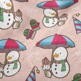 Funny Snowman And Kitten Minky