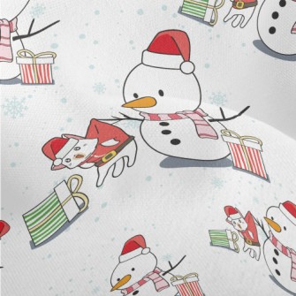 Christmas Snowman Trick Cat Lightweight Performance Linen