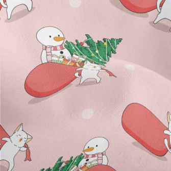 Cat Carries Gifts Lightweight Performance Linen