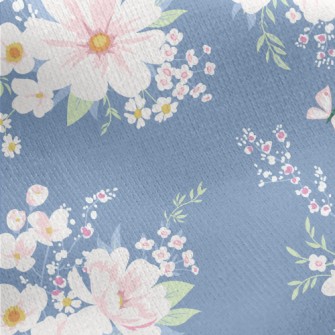 Pink Retro Flowers Jersey Backed Fleece