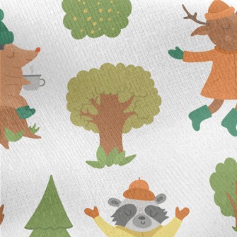 Small Animals Playing In The F Jersey Backed Fleece