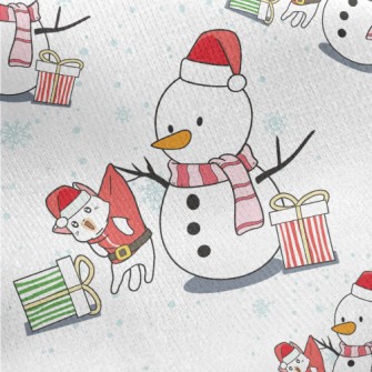Christmas Snowman Trick Cat Jersey Backed Fleece