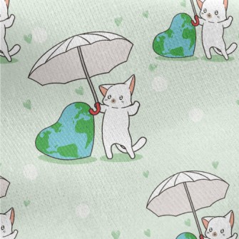 Cats Love The Earth Jersey Backed Fleece