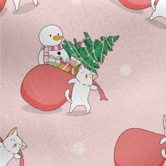 Cat Carries Gifts Jersey Backed Fleece