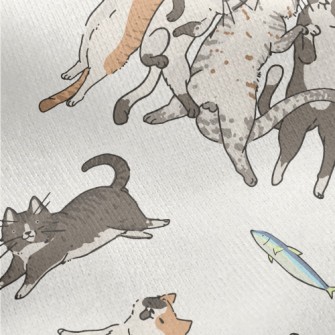 Snatch The Little Fish Cat Jersey Backed Fleece