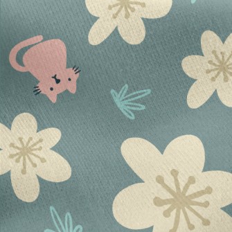 Kitten Little Flower Jersey Backed Fleece