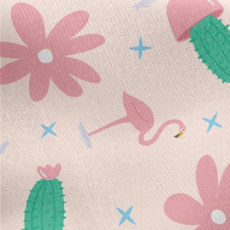 Flamingo Cactus Jersey Backed Fleece