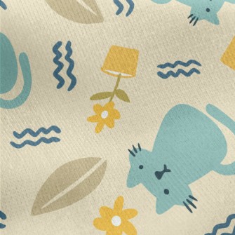 Daze Cat And Flowerpot Jersey Backed Fleece