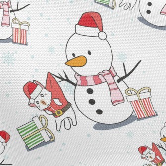 Christmas Snowman Trick Cat Pongee