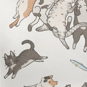 Snatch The Little Fish Cat Pongee