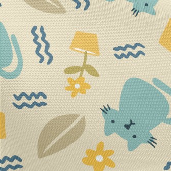 Daze Cat And Flowerpot Pongee