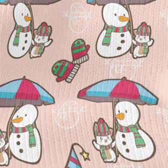 Funny Snowman And Kitten Stretch Jersey