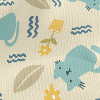 Daze Cat And Flowerpot Stretch Jersey