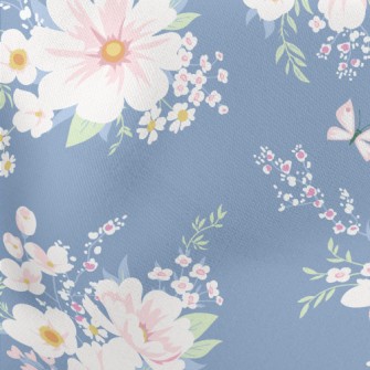 Pink Retro Flowers Lightweight Cotton Poplin