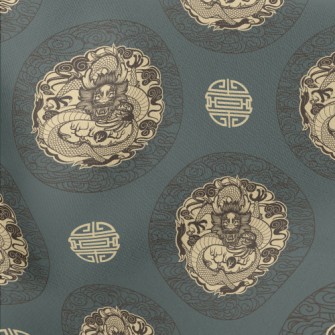Ancient Mythical Beast Dragon Lightweight Cotton Poplin
