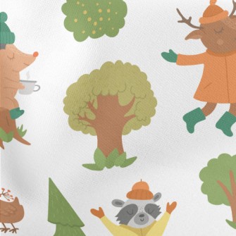 Small Animals Playing In The F Lightweight Cotton Poplin