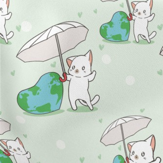 Cats Love The Earth Lightweight Cotton Poplin