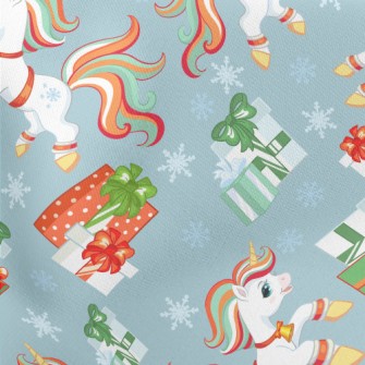 Christmas Color Unicorn Lightweight Cotton Poplin