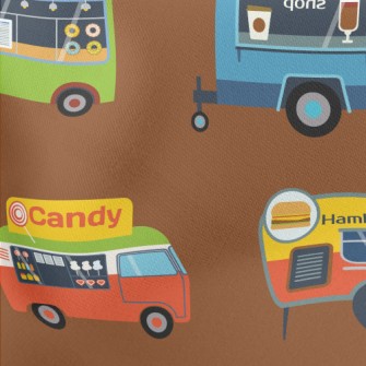 Various Food Trucks Lightweight Cotton Poplin