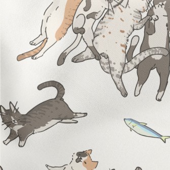 Snatch The Little Fish Cat Lightweight Cotton Poplin