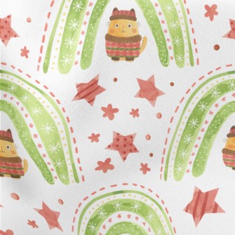 Shiny Rainbow Kitten Lightweight Cotton Poplin