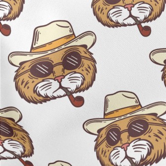 Cool Smoking Pipe Cat Lightweight Cotton Poplin