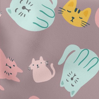 Cute Cat Family Lightweight Cotton Poplin