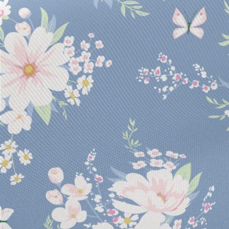 Pink Retro Flowers Midweight Cotton Poplin